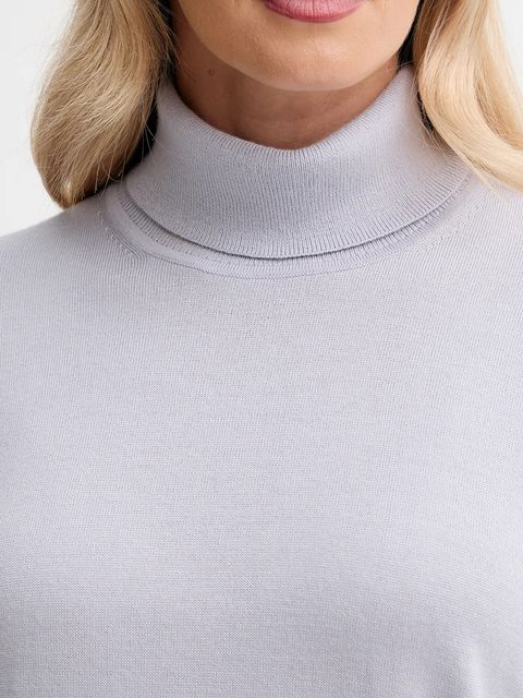 Calvin Klein sweter z dodatkiem wełny damski kolor fioletowy lekki z golfem LV044D371G