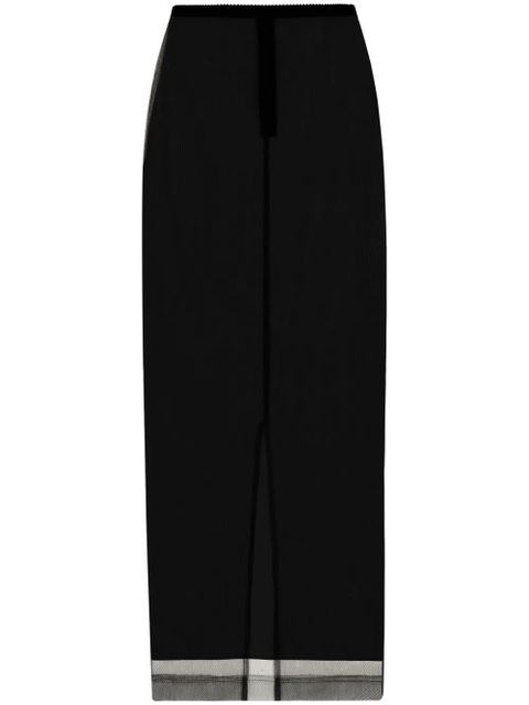 Dolce & Gabbana sheer-trim midi skirt - Black - zdjęcie produktu nr 1