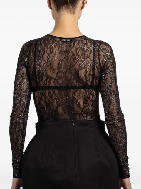WARDROBE.NYC lace long-sleeve bodysuit - Black