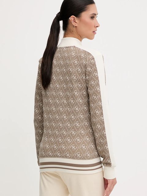 Guess bluza damska kolor beżowy wzorzysta V5BQ16 K1990