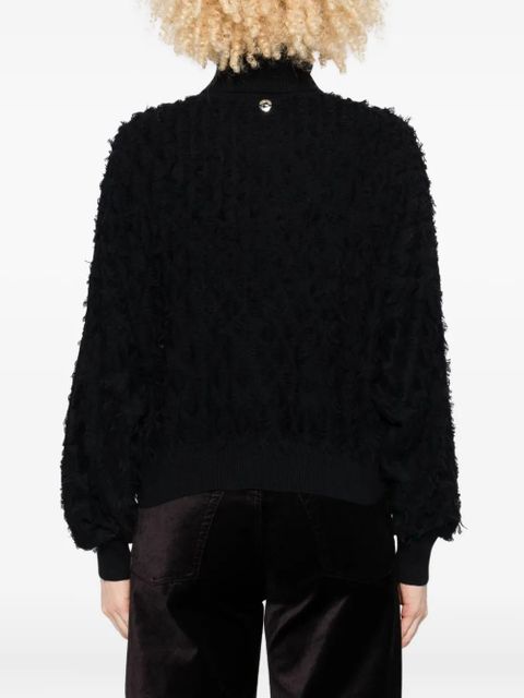 TWINSET roll-neck frayed-edge sweater - Black