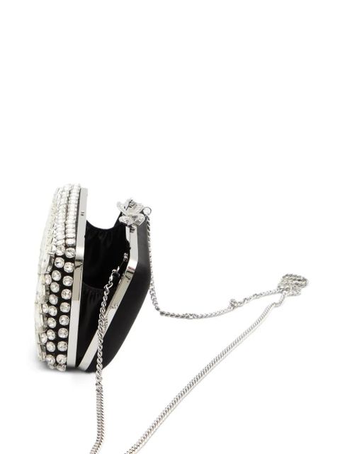 Self-Portrait crystal-embellishment clutch bag - Black