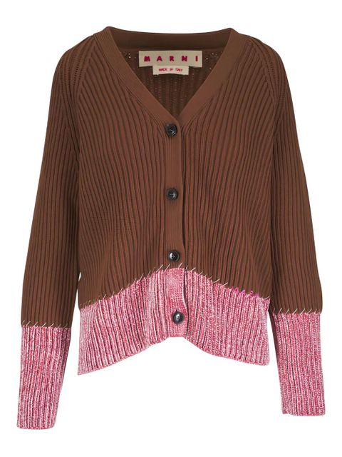 Marni ribbed v-neck cardigan - Brown - zdjęcie produktu nr 1