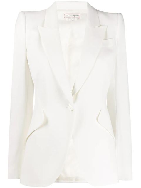 Alexander McQueen crepe peak-lapels blazer - White