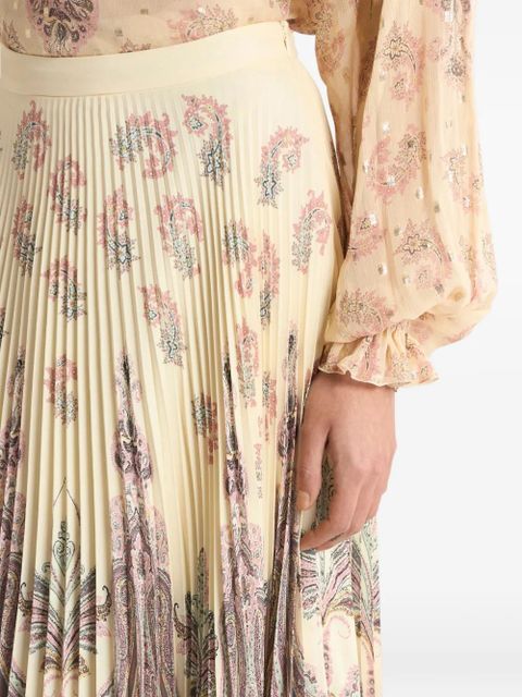 ETRO placed print pleated maxi skirt - Neutrals