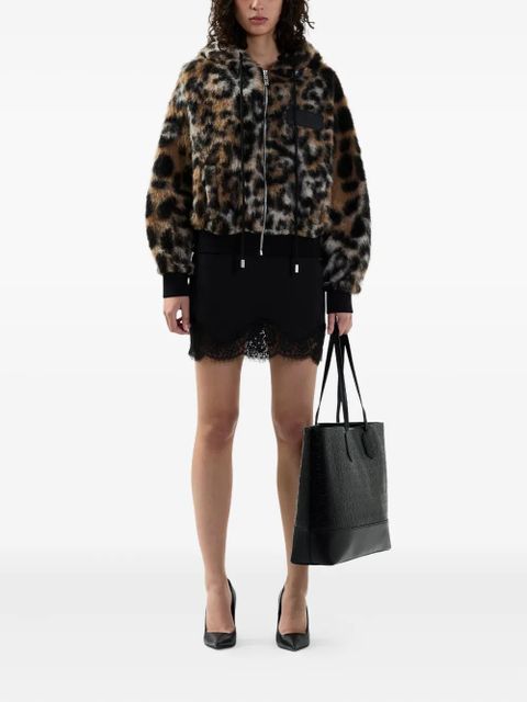 GCDS hooded animal-pattern jacket - Brown