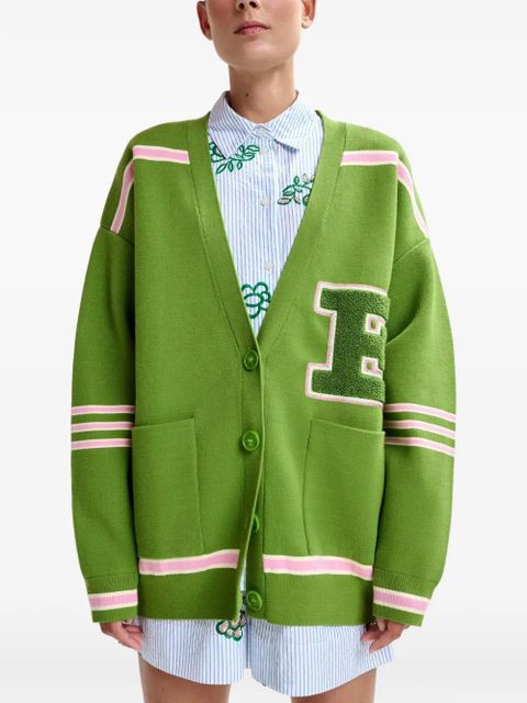 Essentiel Antwerp Jigan V-neck striped-detail cardigan - Green