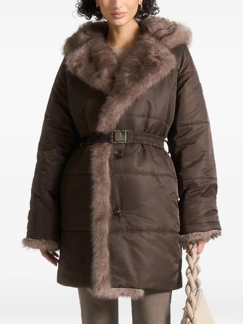 Manière De Voir belted faux-fur coat - Brown - zdjęcie produktu nr 1