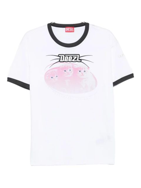 Diesel cat-graphic cotton T-shirt - White