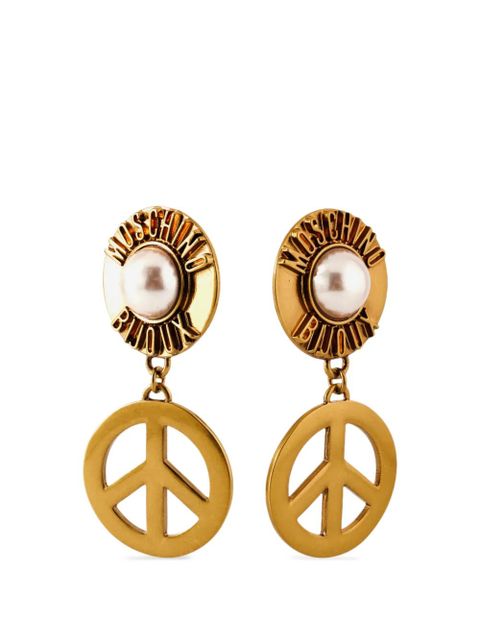 Moschino peace sign clip-on earrings - Gold