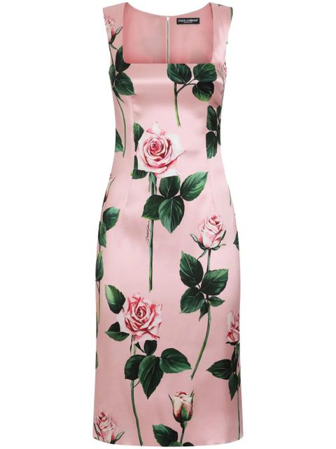 Dolce & Gabbana floral-print midi dress - Pink - zdjęcie produktu nr 1