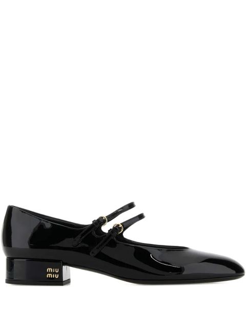 Miu Miu 30 mm patent-leather double-strap pumps - Black - zdjęcie produktu nr 1