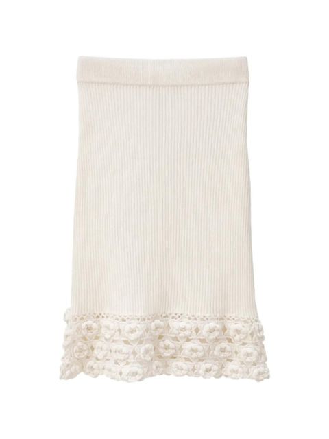 GANNI crochet ribbed skirt - White - zdjęcie produktu nr 1