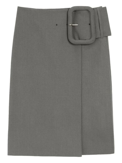 AMI Paris oversized-buckle midi skirt - Grey - zdjęcie produktu nr 1