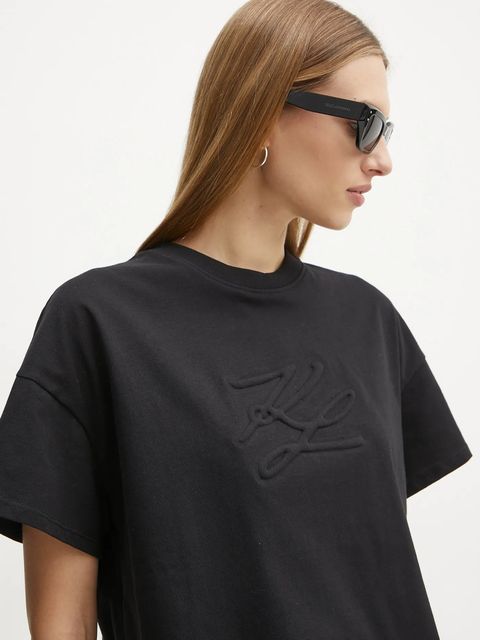 Karl Lagerfeld t-shirt bawełniany damski kolor czarny A1W17071