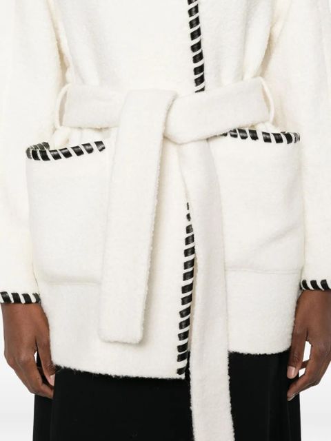 Maje braided-trim tied jacket - White