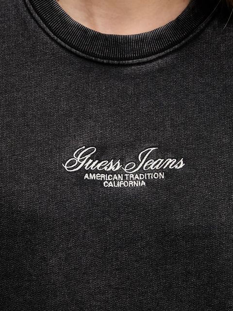 Guess Jeans bluza bawełniana damska kolor czarny z aplikacją W5YQ28 KCPR1