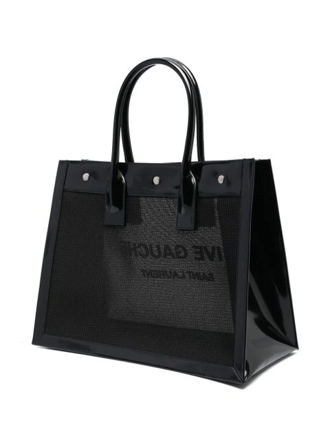 Saint Laurent Rive Gauche patent-finish tote bag - Black