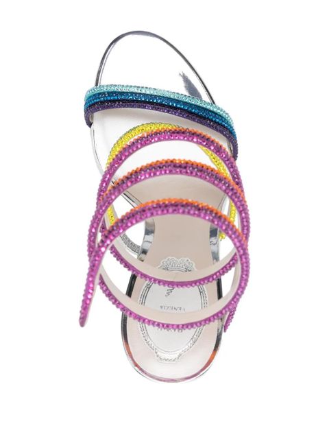René Caovilla Rainbow 105mm leather sandals - Blue