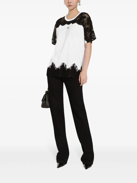 Dolce & Gabbana DNA lace-detail panelled T-shirt - White