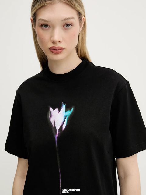 Karl Lagerfeld Jeans t-shirt bawełniany damski kolor czarny A3W17041