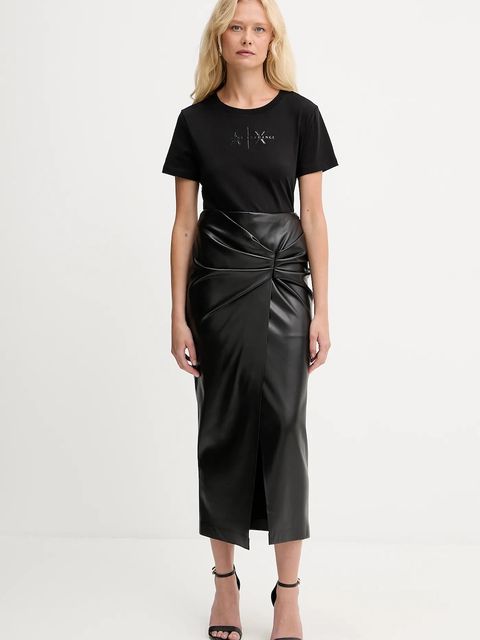 Armani Exchange t-shirt bawełniany damski kolor czarny XW001366 AF10356 - zdjęcie produktu nr 2