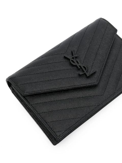 Saint Laurent Cassandre leather wallet-on-chain - Black