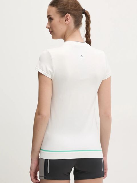 adidas by Stella McCartney t-shirt treningowy TrueNature kolor biały z półgolfem JI5228
