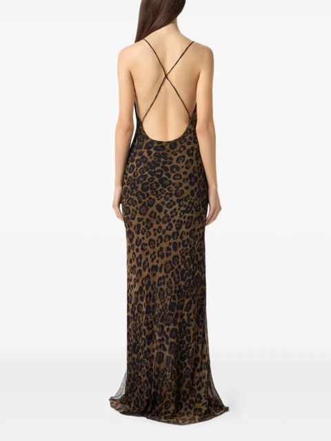 Blumarine leopard-print silk gown - Brown