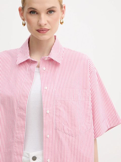 United Colors of Benetton koszula damska kolor różowy regular z kołnierzykiem klasycznym 5SZRDQ0C0
