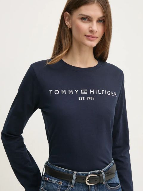 Tommy Hilfiger longsleeve bawełniany kolor granatowy WW0WW43620