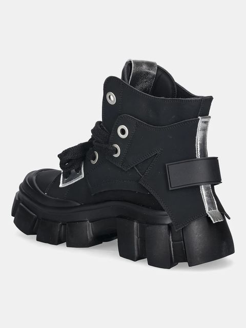 GOE workery skórzane damskie kolor czarny na platformie SS2N4054 BLACK