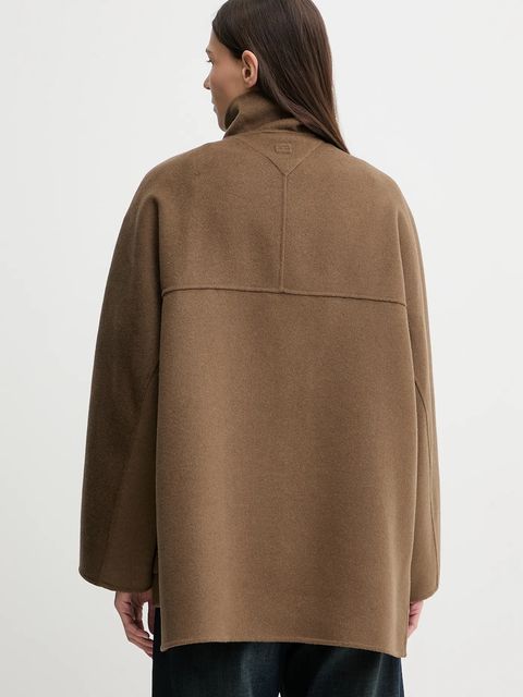 Tommy Hilfiger płaszcz z dodatkiem wełny kolor beżowy WW0WW47758