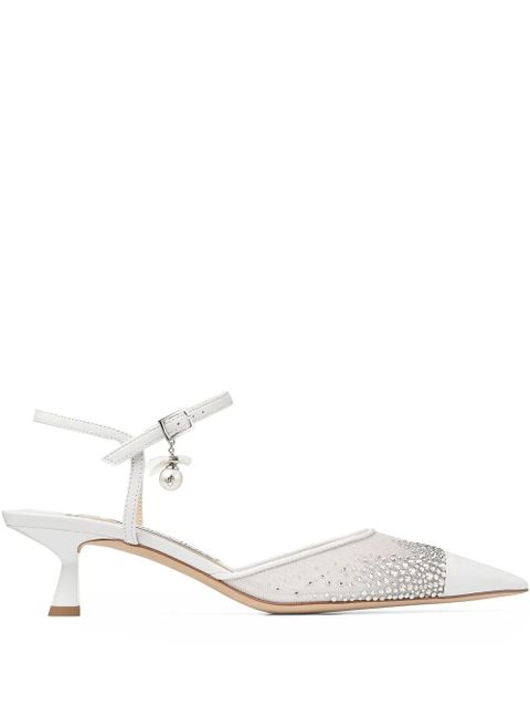 Jimmy Choo 45mm Aren crystal-embellished pumps - White - zdjęcie produktu nr 1