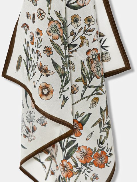 Answear.LAB apaszka jedwabna damska kolor brązowy wzorzysta