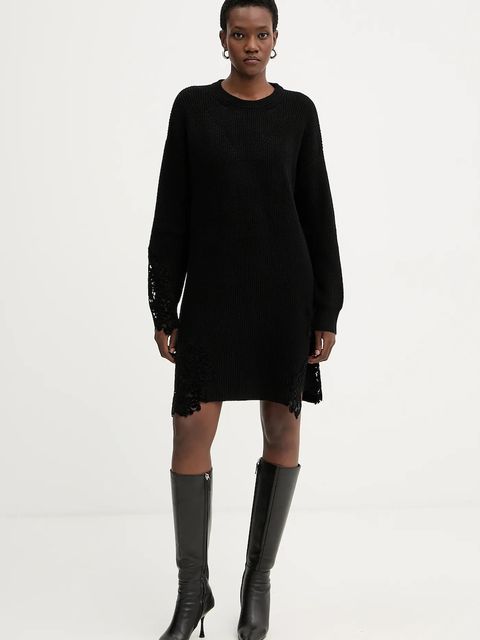 Pinko sukienka z dodatkiem wełny kolor czarny mini oversize 105504 A2R1