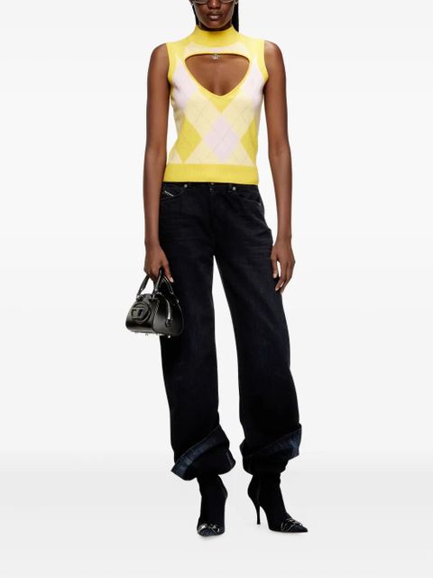 Diesel M-Romko-Sl cutout-neckline wool vest - Yellow