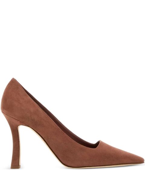 Manolo Blahnik 105mm Moira suede pointed-toe pumps - Brown - zdjęcie produktu nr 1
