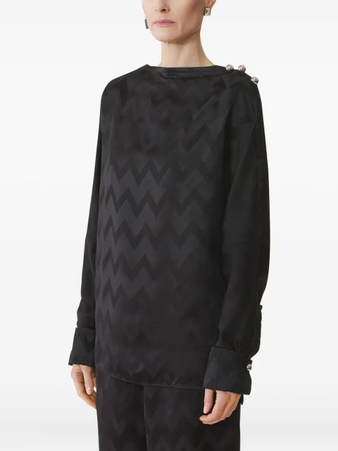 Lanvin chevron-pattern button-detail blouse - Black - zdjęcie produktu nr 1