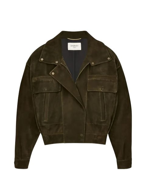 Saint Laurent pocket suede jacket - Green