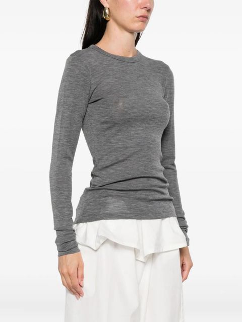 Róhe long-sleeved wool T-shirt - Grey - zdjęcie produktu nr 2