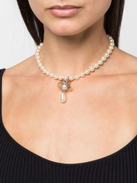 Vivienne Westwood faux-pearl drop choker - White - zdjęcie produktu nr 2