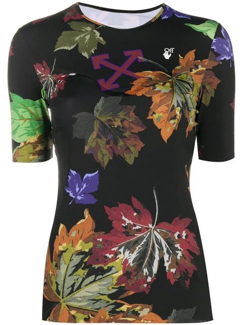 Off-White floral-print stretch-fit T-shirt - 1084 BLACK MULTICOLOR - zdjęcie produktu nr 1