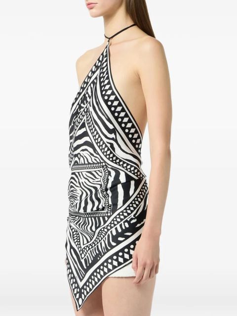 Blumarine zebra foulard print top - White