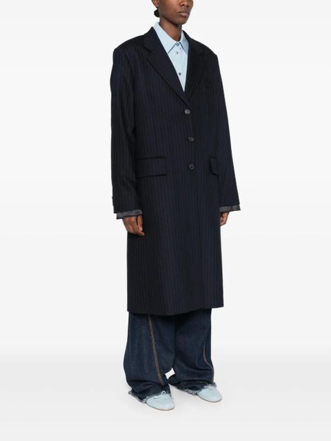 Miu Miu single-breasted pinstripe coat - Blue