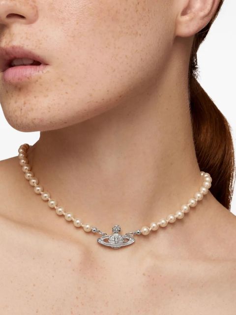 Vivienne Westwood Mini Bas Relief faux-pearl necklace - Silver - zdjęcie produktu nr 2