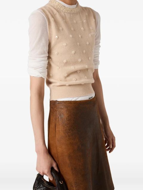 Miu Miu crew-neck cashmere vest - Neutrals