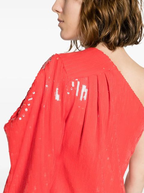 Zadig&Voltaire Roely sequin-embellished one-shoulder dress - Red