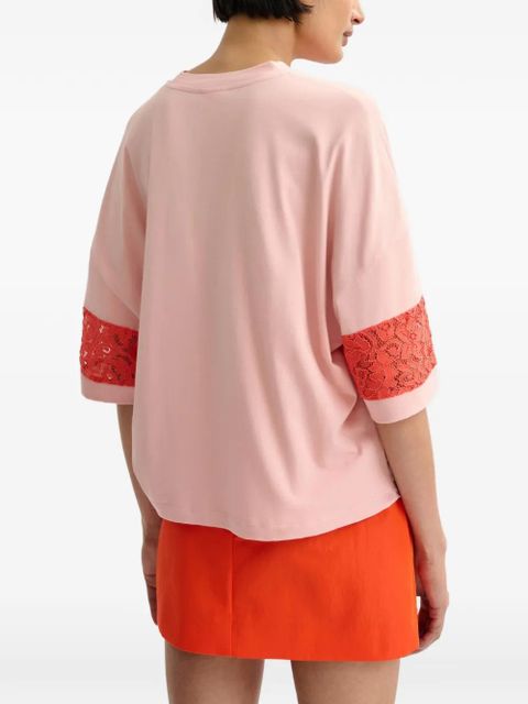 Essentiel Antwerp lace-detail T-shirt - Pink
