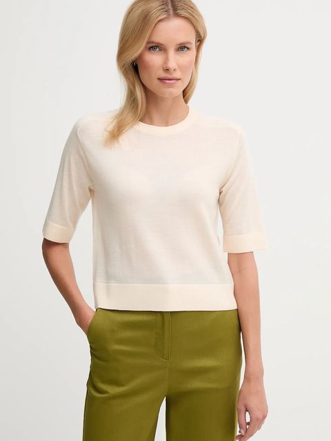 United Colors of Benetton sweter wełniany damskie kolor beżowy lekki 11AHD10E6 - zdjęcie produktu nr 1